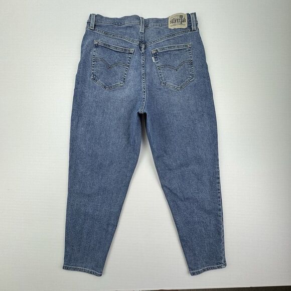 Levi’s SilverTab Mom Jeans Size 31x27 Tapered Light Wash Stretch High Rise - Picture 3 of 14